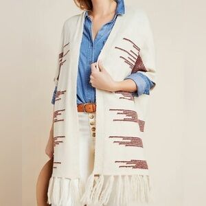 Anthropologie Akemi + Kin Canyon Fringe Wrap Kimono Sweater Open Front One Size